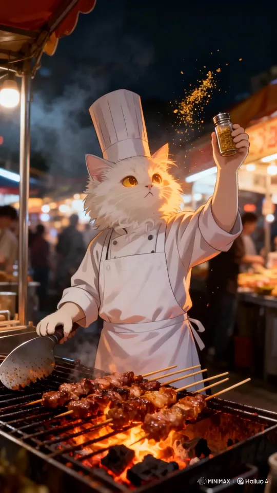 Pet Photo Transforms into BBQ Stall Animation - Upload a pet photo to generate a BBQ stall working video cover image by Hailuo AI Video Generator