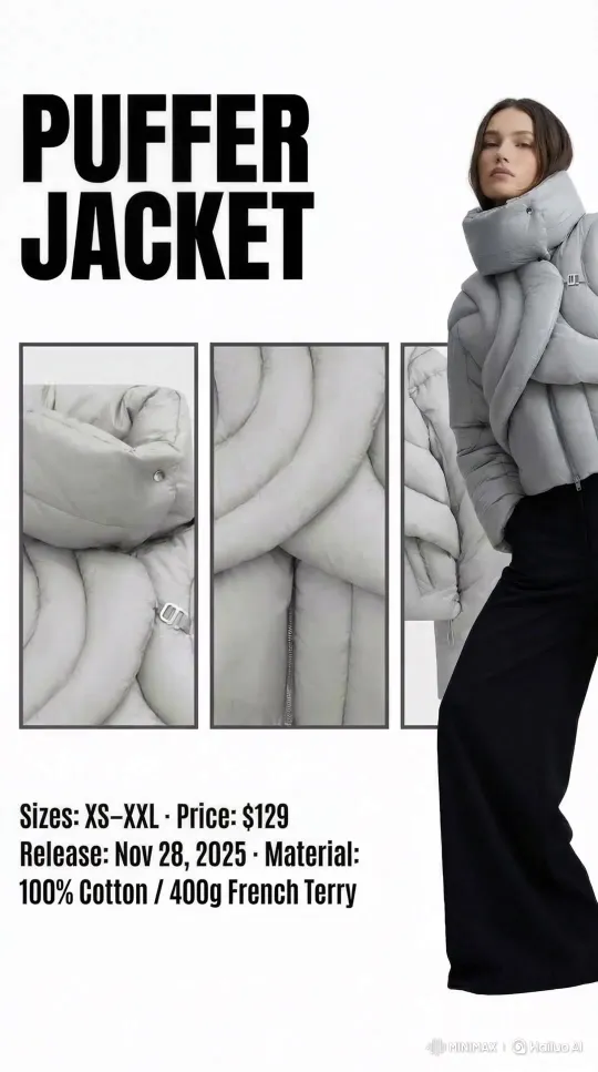 Instant Fashion Poster Creation From Outerwear Images - Upload your outerwear image to instantly generate a dynamic fashion poster! cover image by Hailuo AI Video Generator
