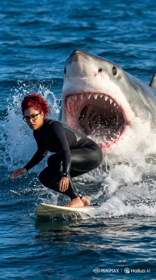 Photo-to-Video: Shark Chase Surfing - Upload a photo and generate videos of surfing being chased by shark cover image by Hailuo AI Video Generator